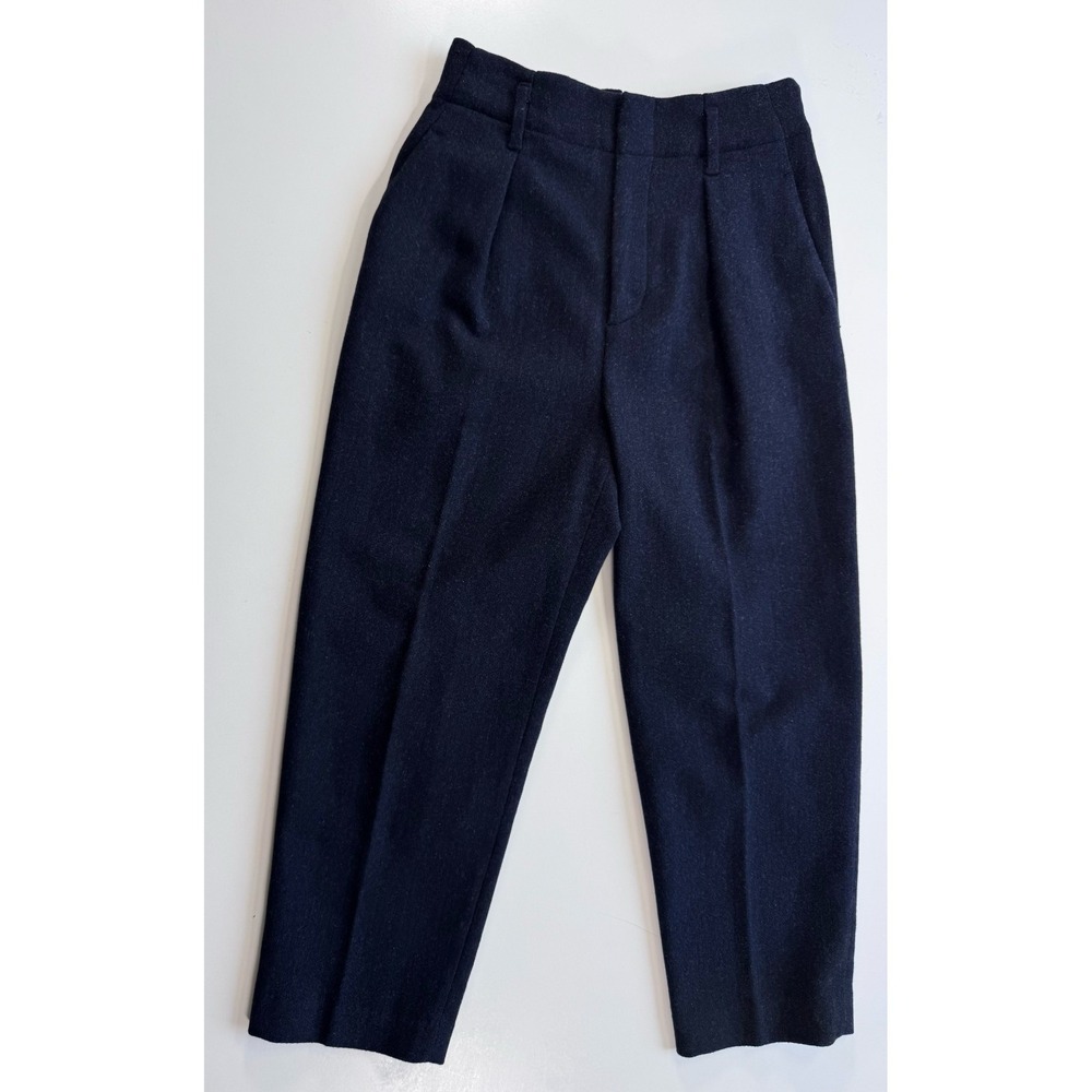 UNIQLO Wool Blend Trousers Dress Pants Pleated Tapered Womens Medium Blue